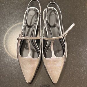 Vince Metallic Silver Slingback Flats